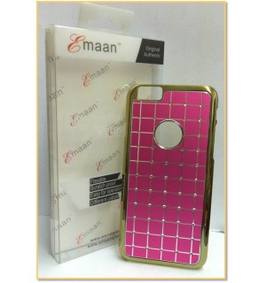 EMAAN - Luxury Diamond Crystal Rhinestone Bling Hard Case Cover For Apple iPhone 6 4.7" - DARK PINK COLOR - CHECKS PATTERN